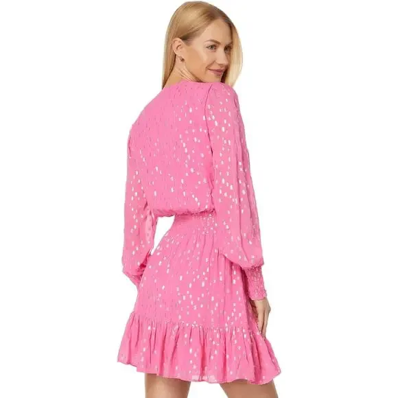 Lilly Pulitzer Women's Aura Pink Cristiana Dress Long Sleeve Dress Size 12 NWT